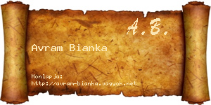 Avram Bianka névjegykártya